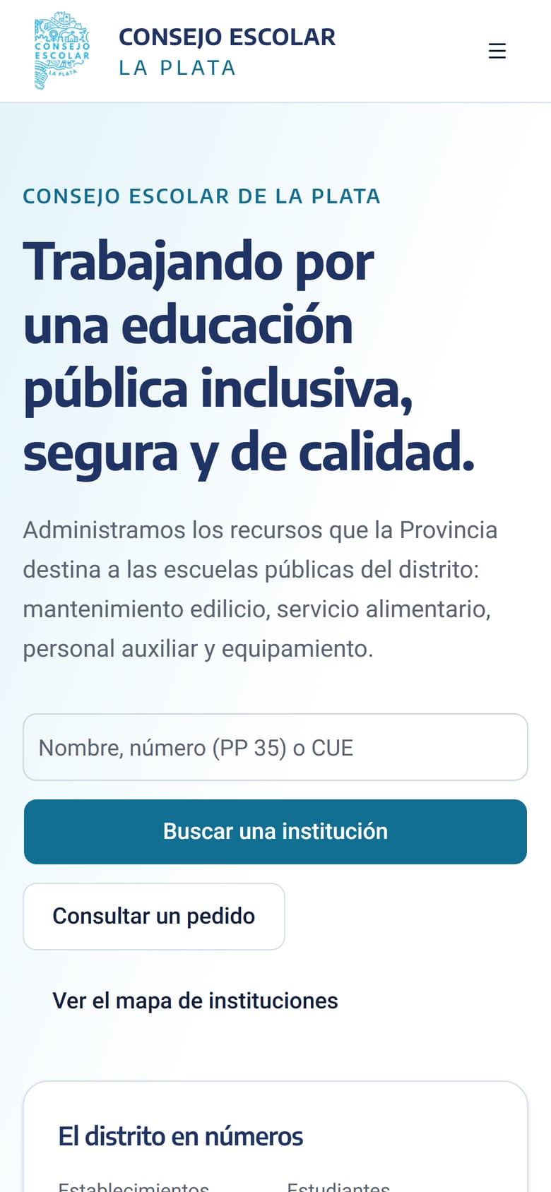 El portal del Consejo Escolar en un teléfono